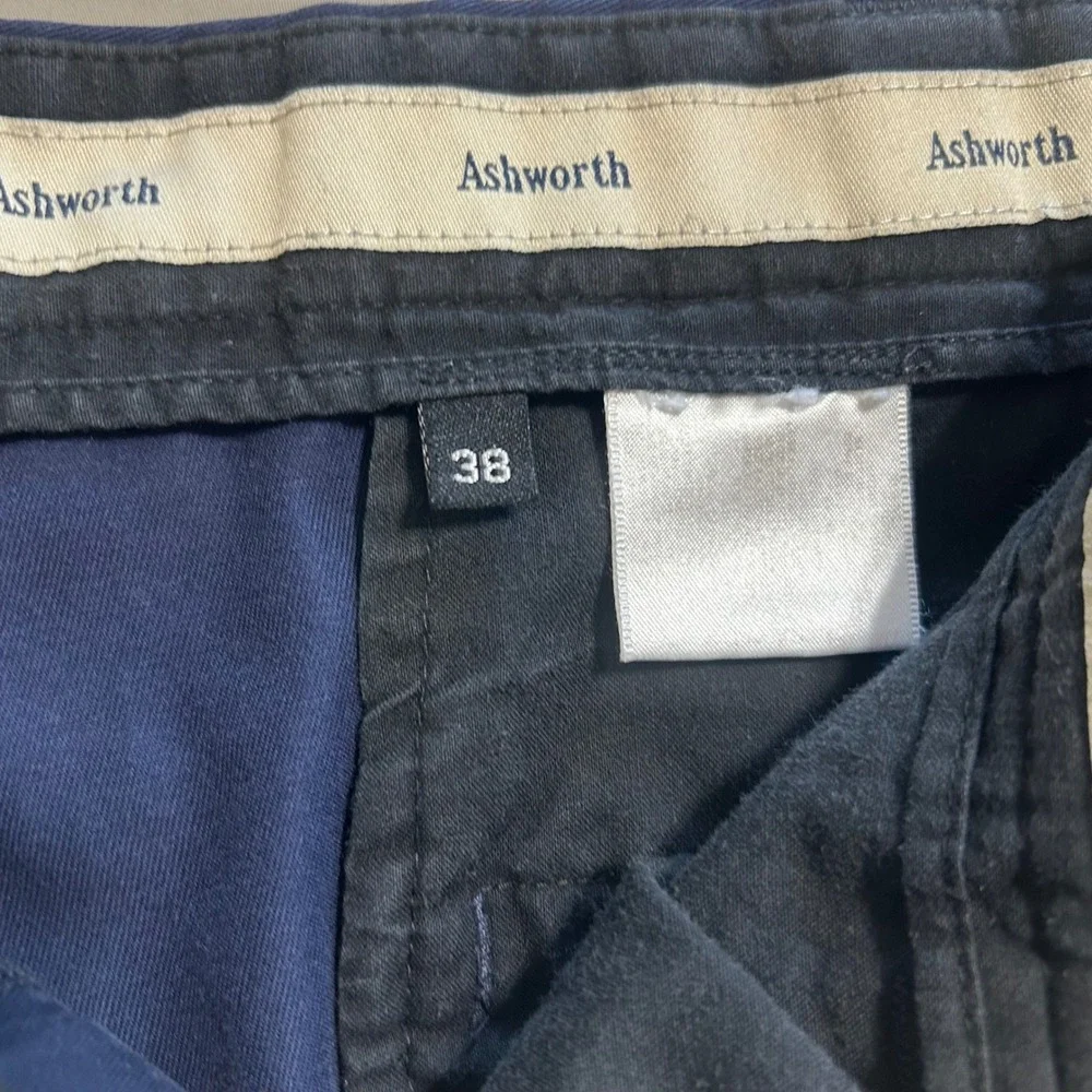 Ashworth Mens Navy Blue Pleated Golf Shorts Size 38 Cotton AM6248